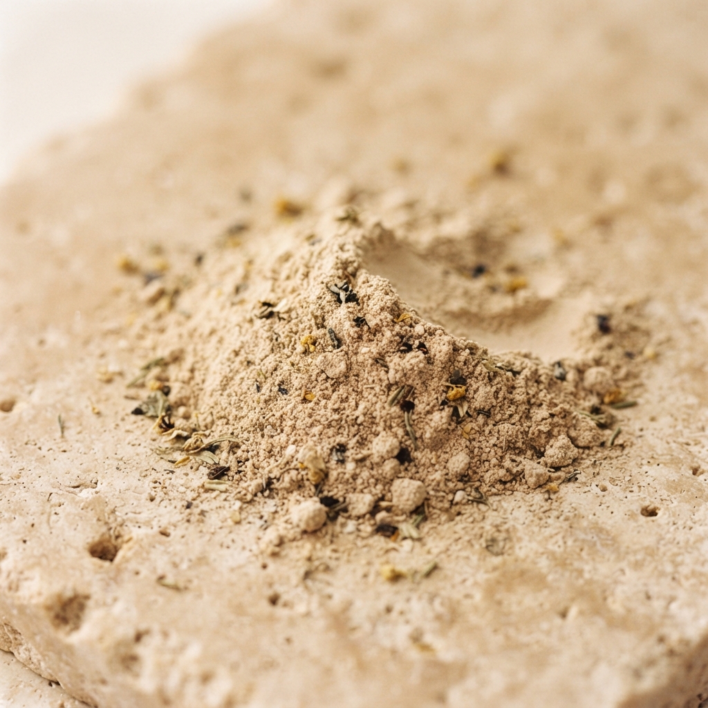 Fine sand-colored mineral clay powder texture
